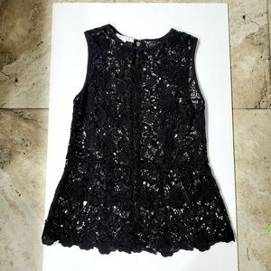 CAbi Black Sleeveless Crochet Top